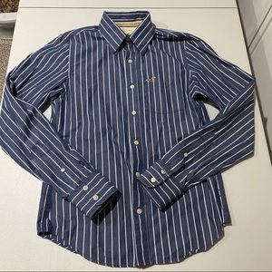 Hollister Men’s Button Down Shirt - Blue & White